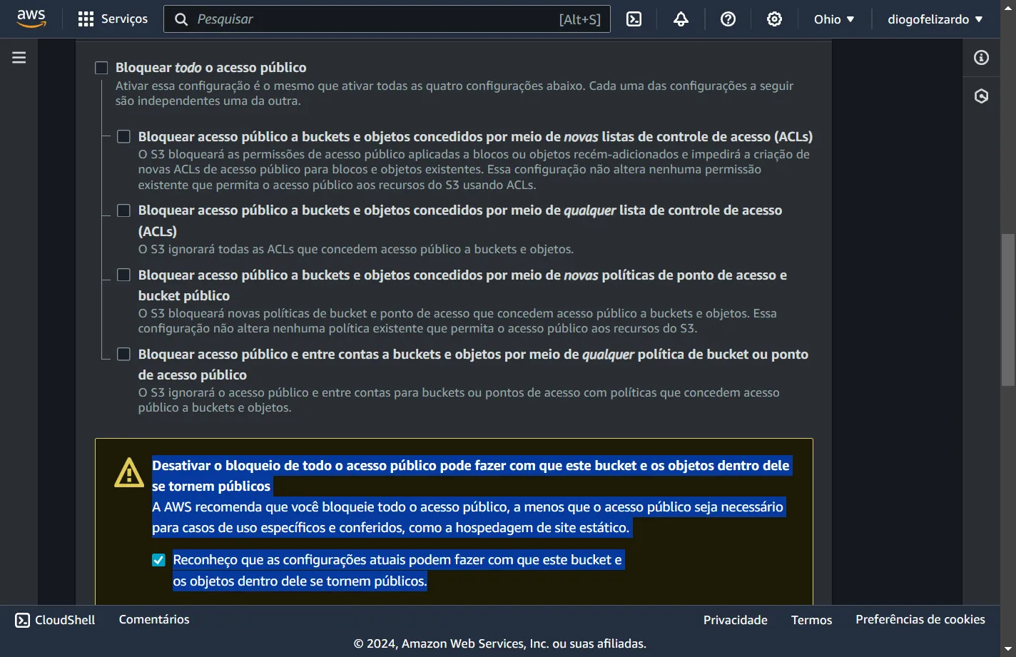 Configurar permissões