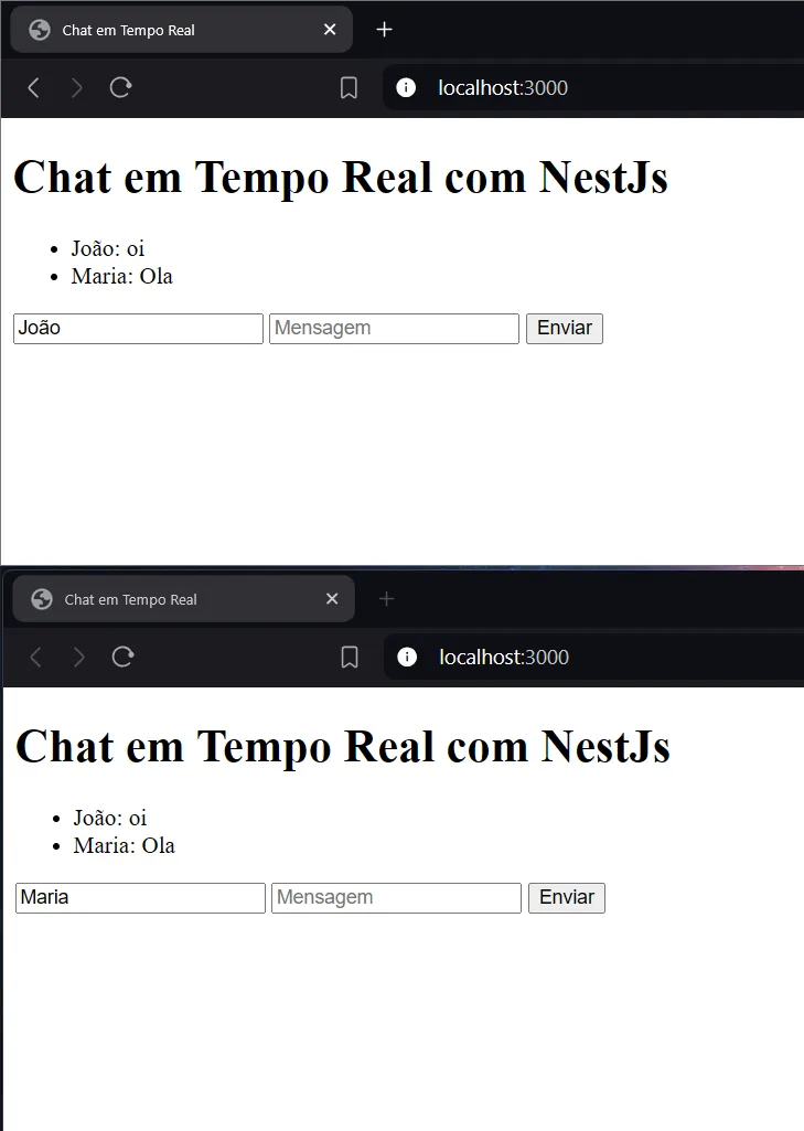 Exemplo do Chat em Tempo Real