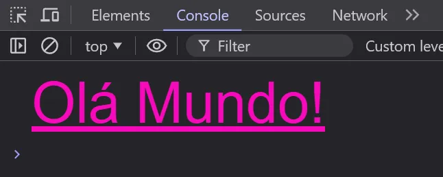 Exemplo de saída do console.log com CSS