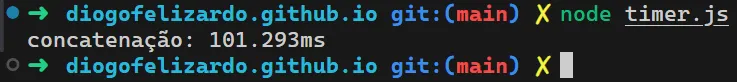 Exemplo de saída do console.time